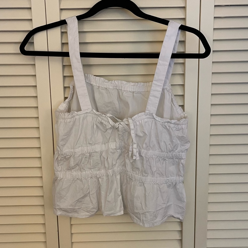 Madewell white tank with tie front.